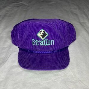 Vintage Stratton Mountain Vermont Ski Snow Purple Corduroy Rope USA